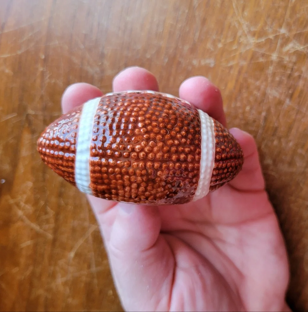 ceramic football and helmet salt and pepper shakers